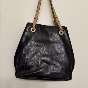 Michael Kors Black Shoulder Bag with Gold Accents